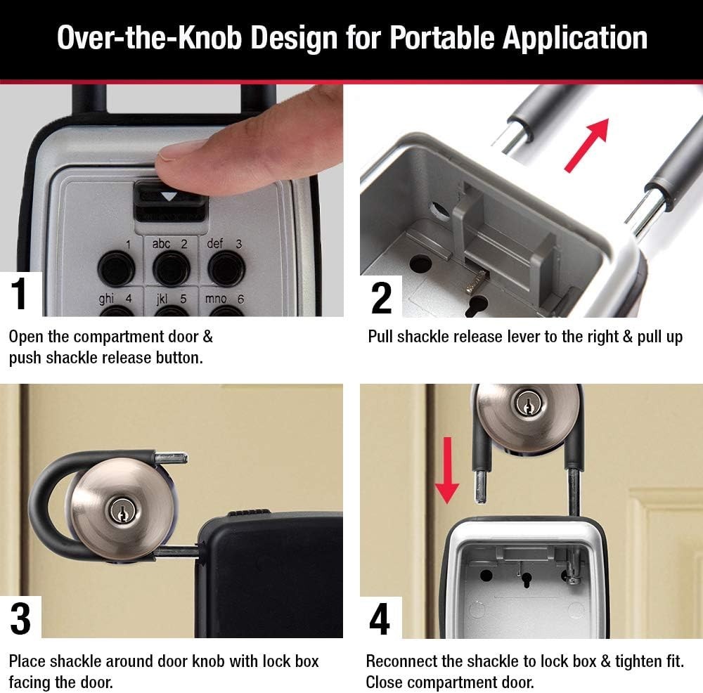 Black Wall Mount Key Lock Box for Secure Key Storage with Resettable Combination