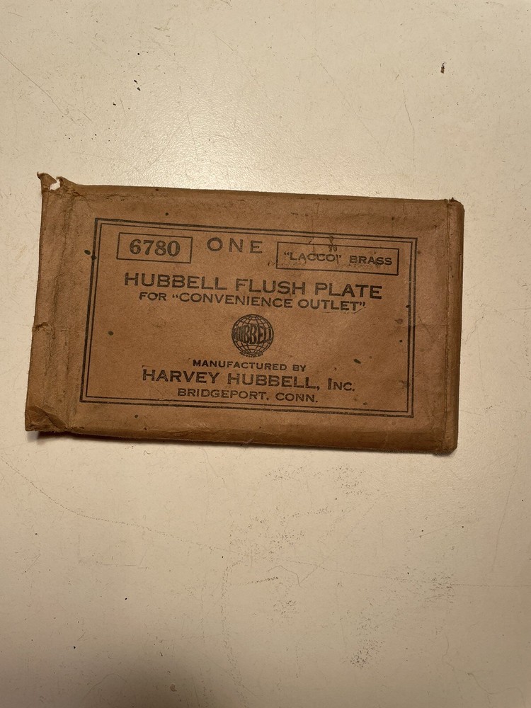Vintage Hubbell Solid Brass Flush Plate Cover #6780 NOS