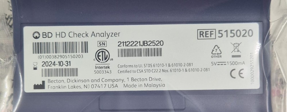 BD HD Check Analyzer 515020 Blood Detect harmful surface contamination