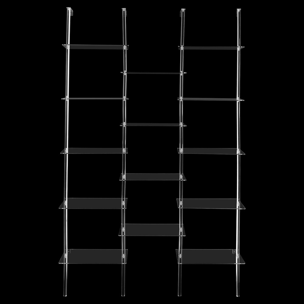 Acrylic 5-Tier Geometric Bookshelf - Clear Modern Design, Space-Saving Mount