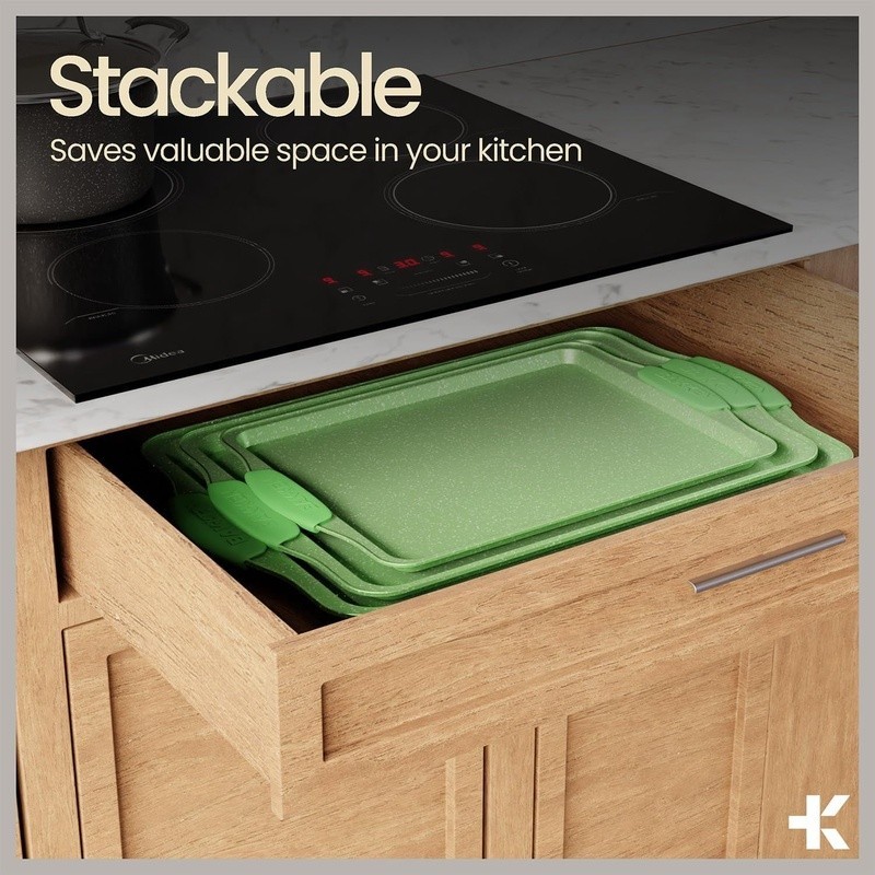 Nonstick Carbon Steel Bakeware Set Stackable Baking Pans Kitchen Tools
