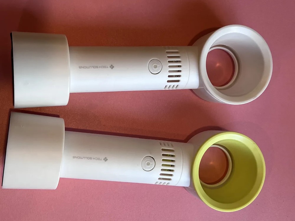 Small Handheld Portable Mini Fan Tech Device Pair White Bowl Attachment Summer