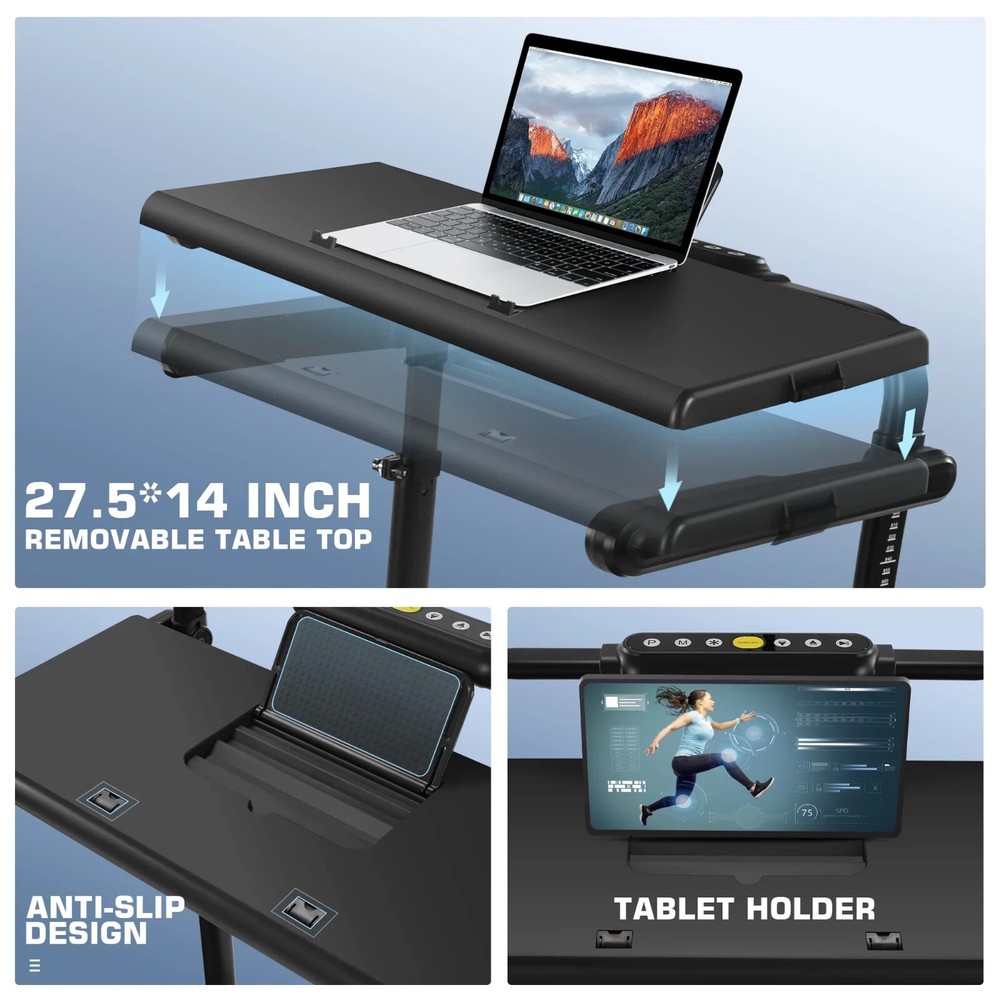 Walking Pad Treadmill with Adjustable Height & Removable Desk Workstation, 300lb