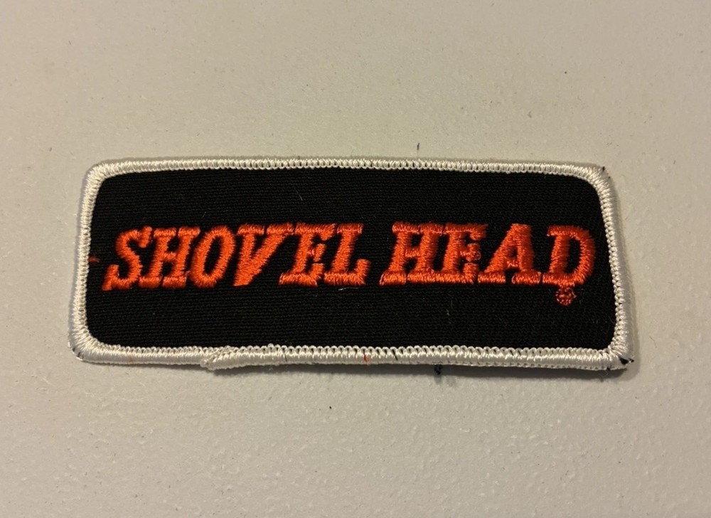 4" Harley Davidson Shovel Head patch Orange Black Rectangle Motorcycle OLP