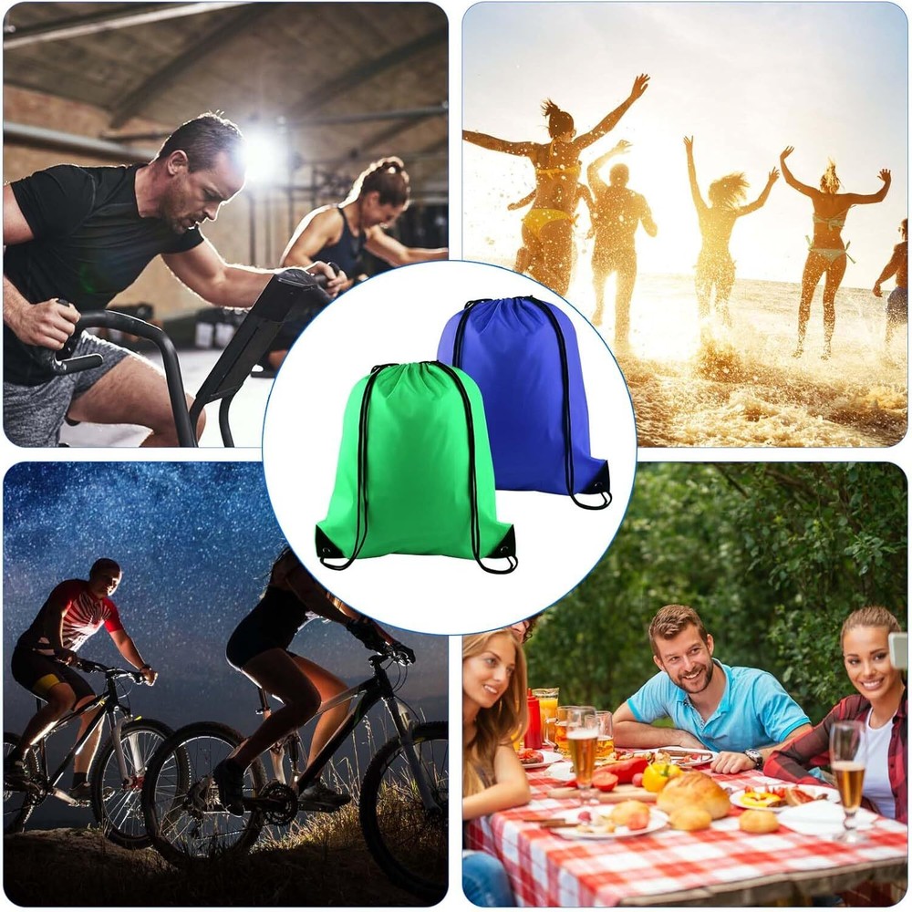 PLULON 2Pcs Drawstring Bags Bulk Backpack Green Blue +