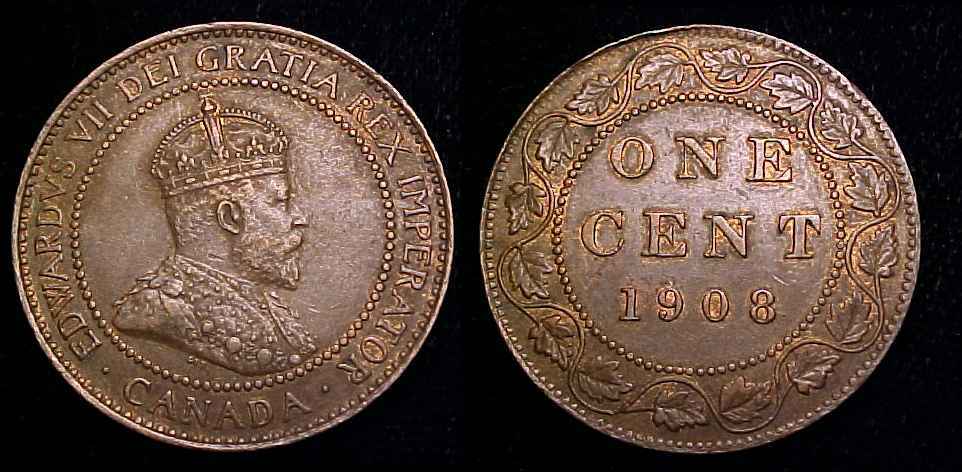 CANADA 1908 Large Cent AU