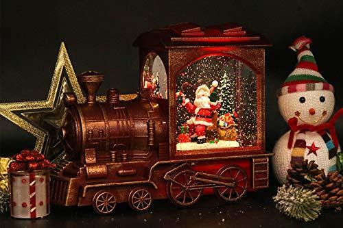 Eldnacele Singing Christmas Train Snow Globe with Music & Timer, Lighted-up