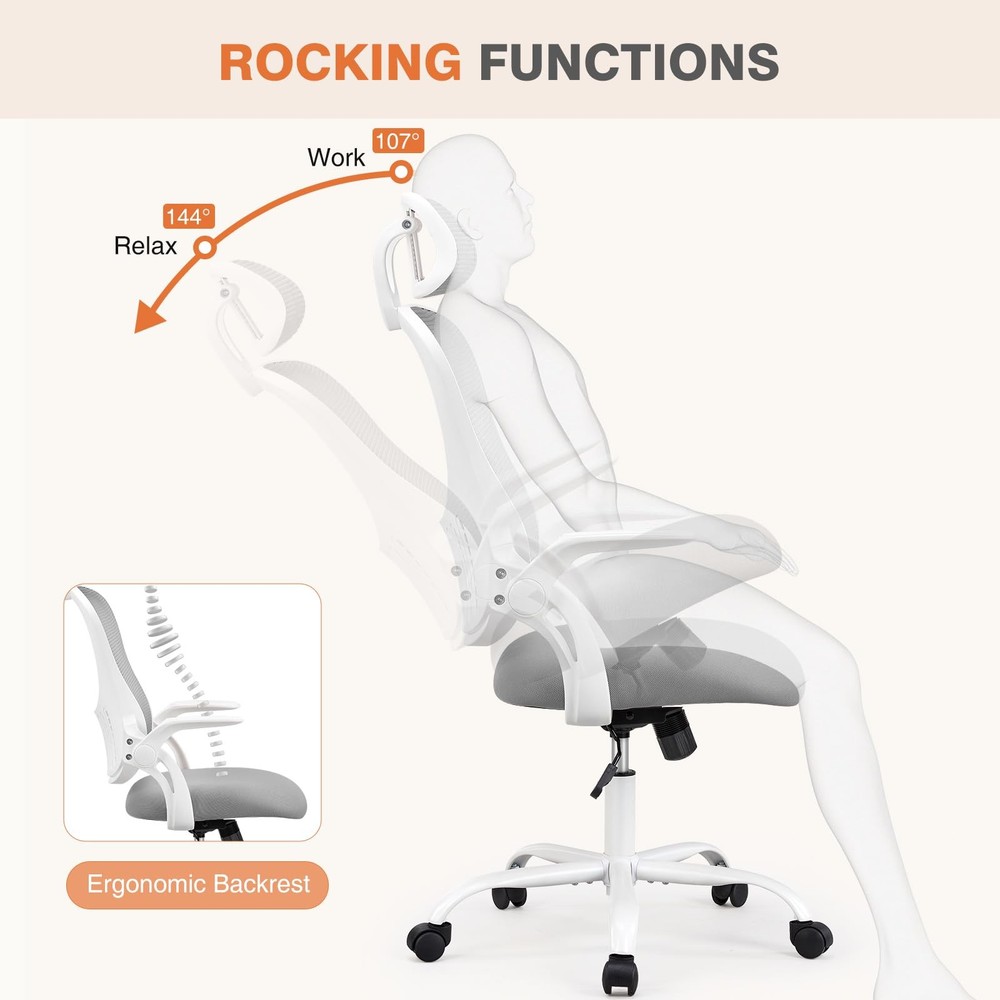 Home Office Desk Chair, Ergonomic High-Back Mesh Rolling Work Computer Chairs...