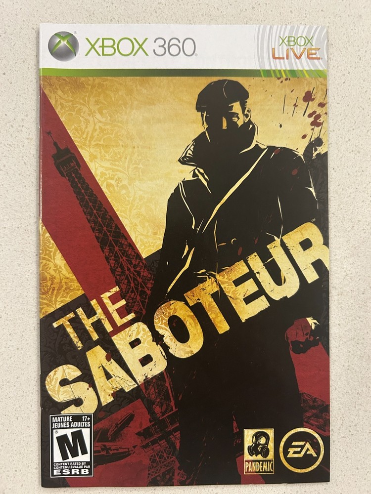 SABOTEUR - XBOX 360 - INSTRUCTION MANUAL