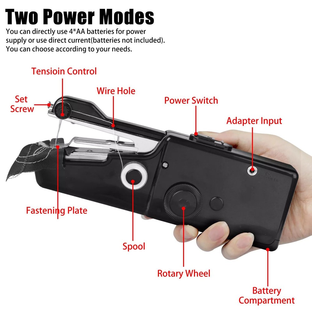 Handheld Mini Sewing Machine Stitch Electric Compact Tool Set w/ Sewing Kit