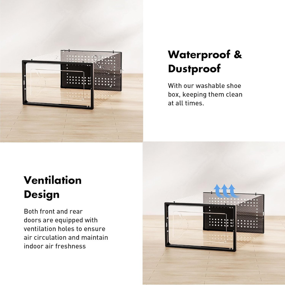 Shoe Storage Box, 15 Pack Clear Plastic Stackable Shoe Organizer for Closet, Int