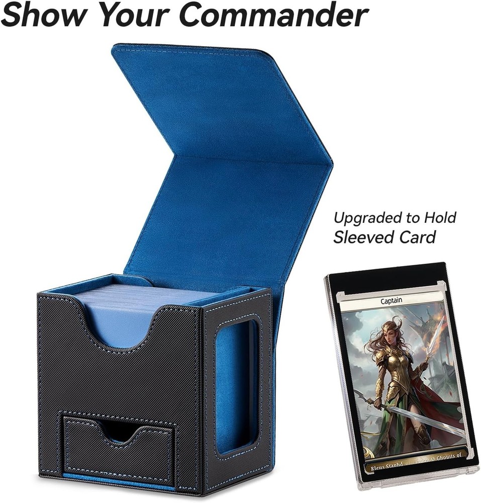 Card Deck Box for MTG Commander - Patented Design, Commander Display, Fits 10...
