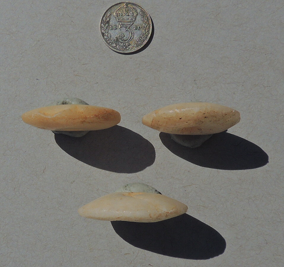 3 ancient african agate stone disc beads mali #4959