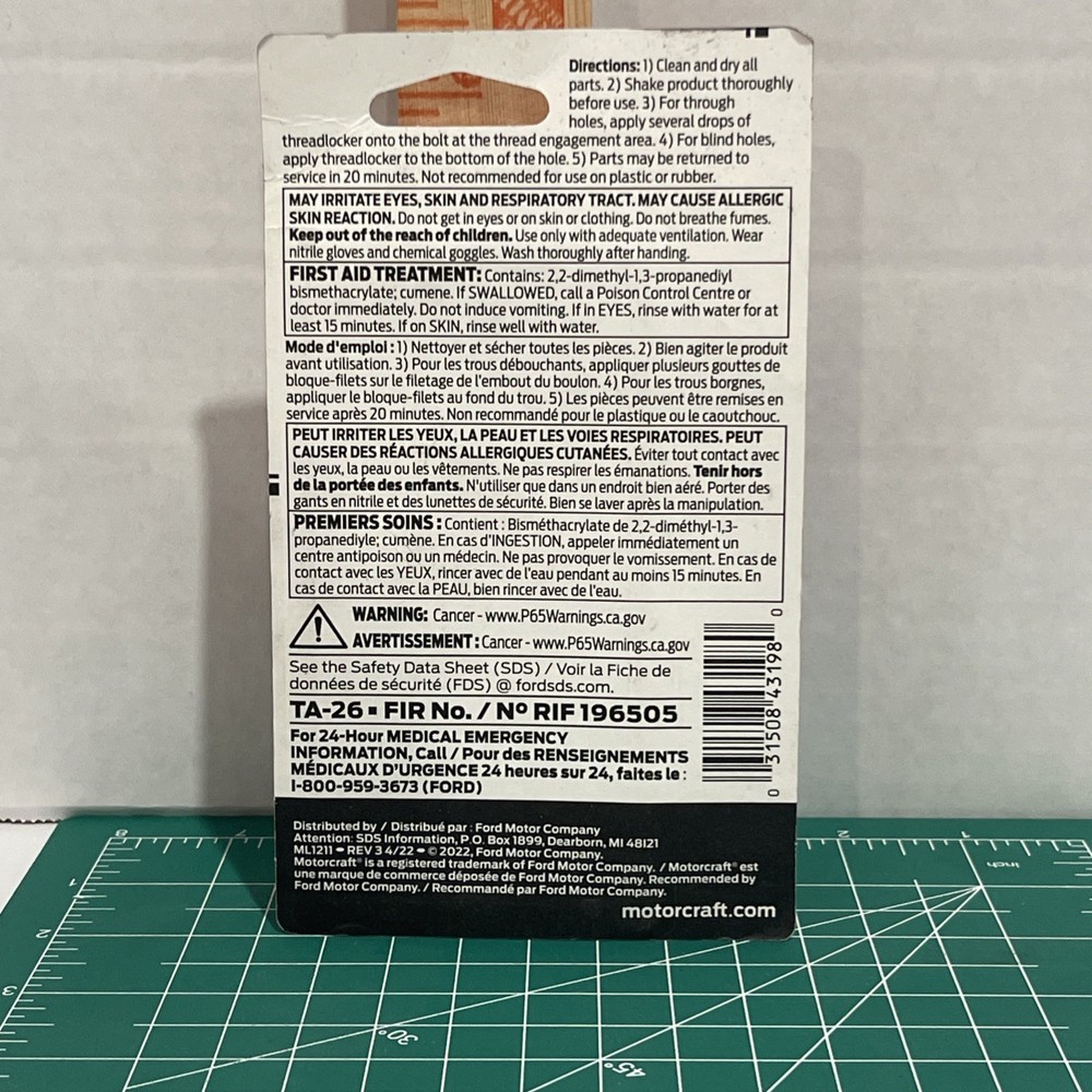 Motorcraft TA-26 Threadlock 262 (0.2) Fluid Oz.