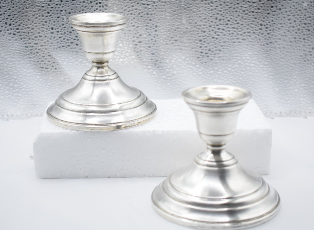 Vintage Sterling Silver Weighted Candlesticks Pair