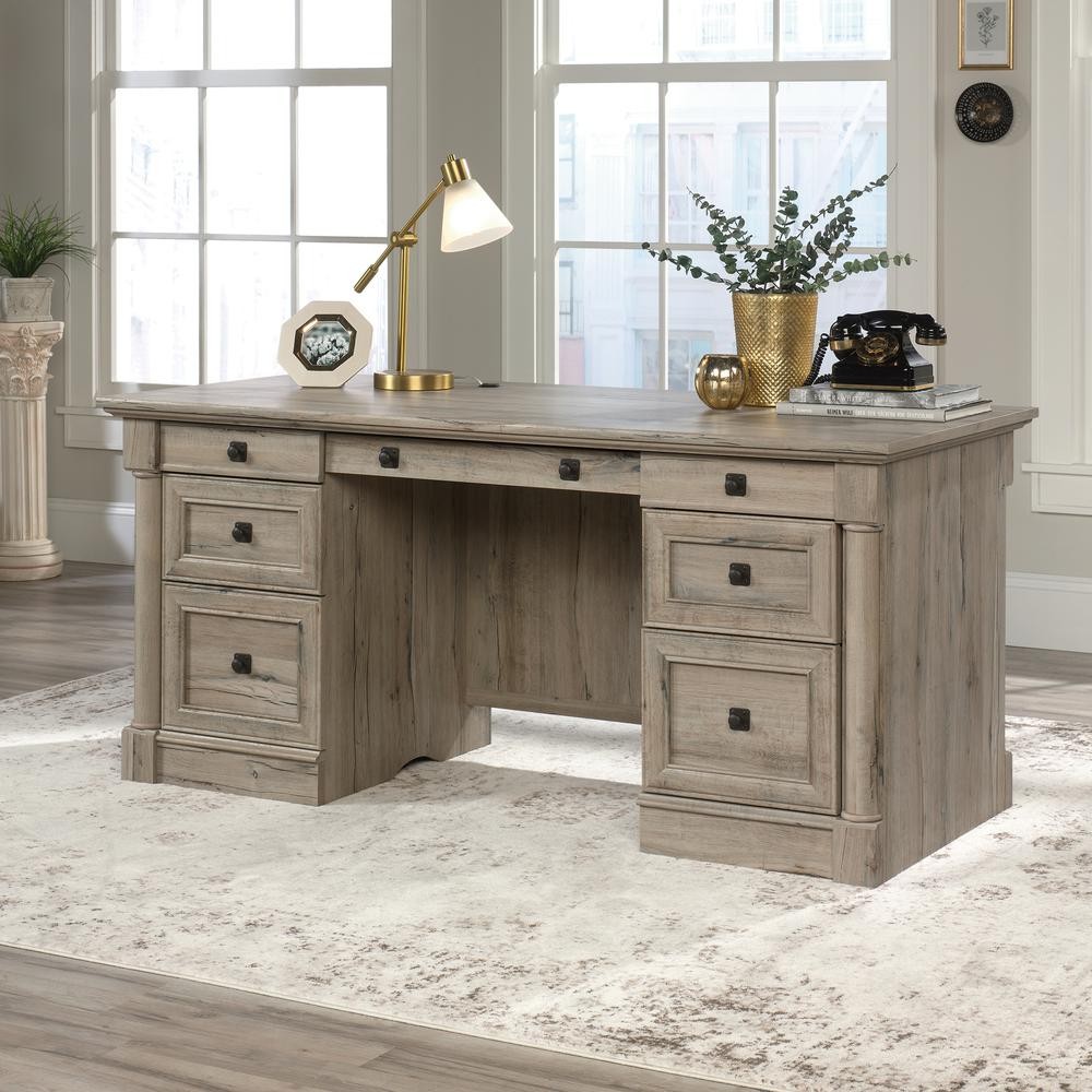Palladia Executive Desk, Split Oak finish
