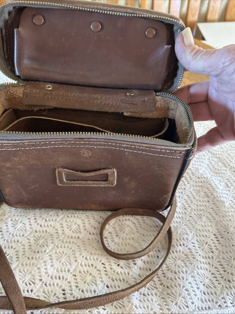 Vintage Service Brown Stitched Leather Camera Case & Strap