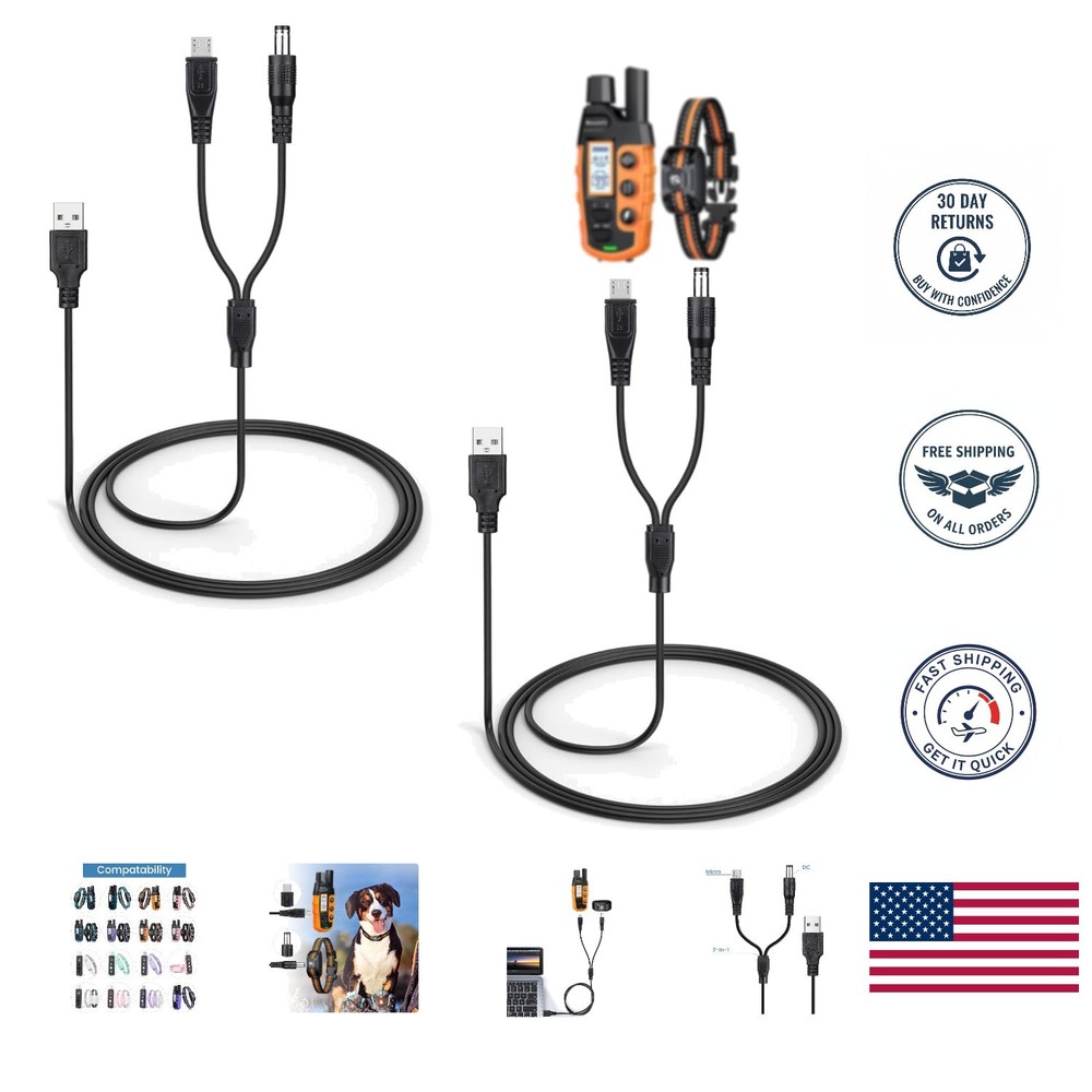 Dual Charging Solution: 2-Pack USB Cord for Bousnic RS2A, RS2B Training Collars