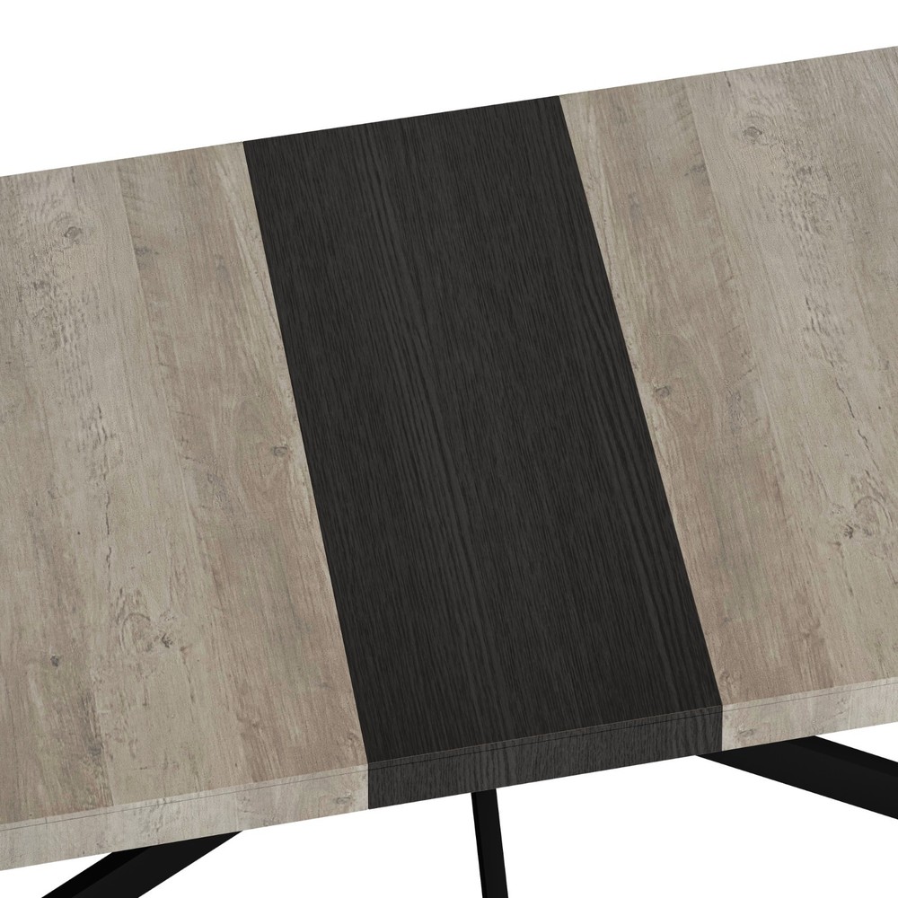 Retro rectangular stretched metal dining table and chairs, combination set Grey