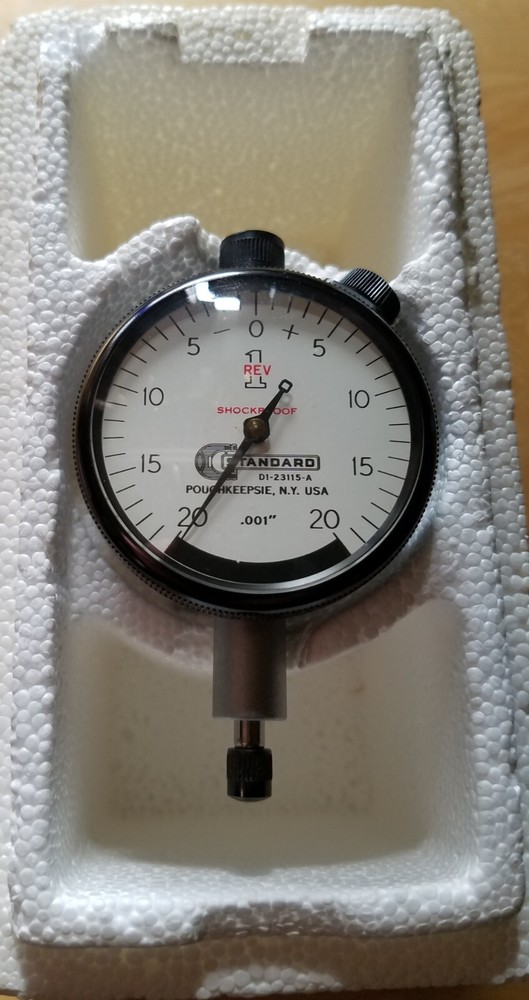 Standard Gage Size 1 Dial Indicator. 1-REV .001" graduation. Adjustable back