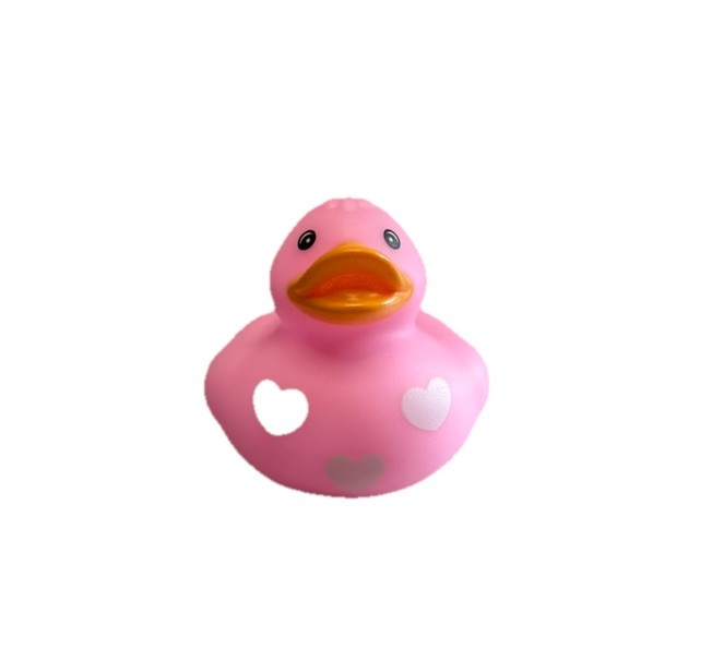 Light Pink With Hearts Rubber Duck Approx. 2 in