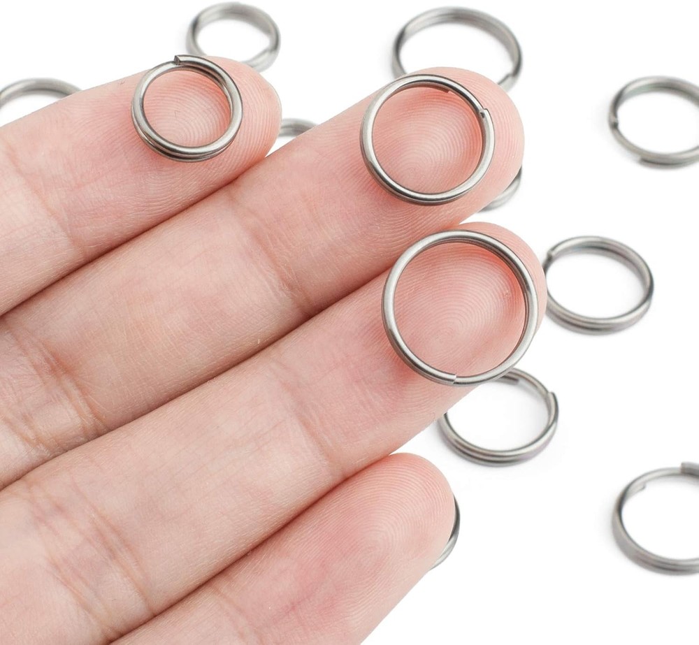 FEGVE Titanium Key Rings Split Rings, Small Keyrings, Jump for Silver