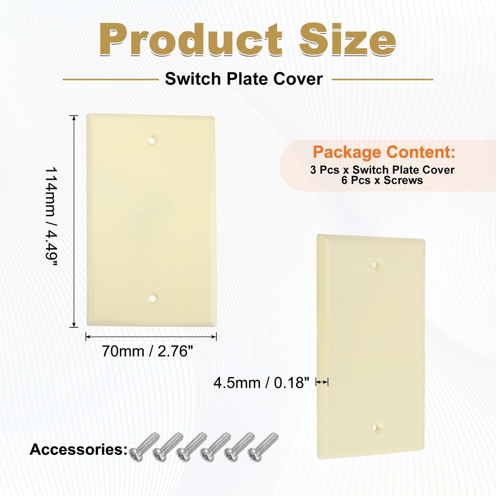 3Pcs Switch Plate Covers, Decorative ABS Outlet Cover, White(Blank)