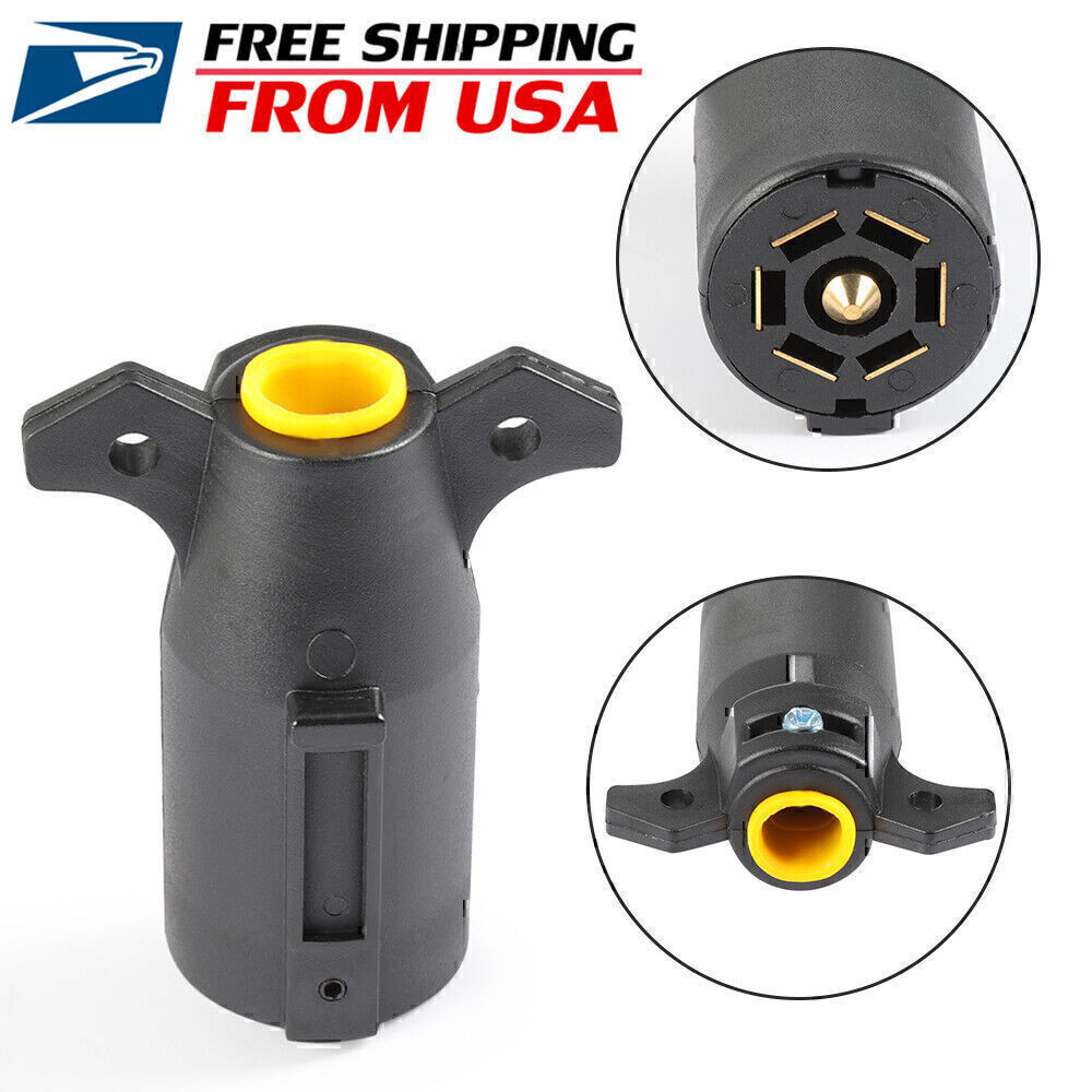 7 Way Round RV Style Trailer Light Plug Connector Replacement Blade Pin Adapter.