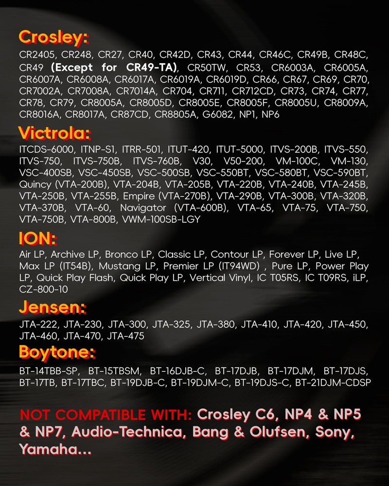 4-Pack Record Player Needles for Crosley, Victrola Turntables - Ruby Stylus