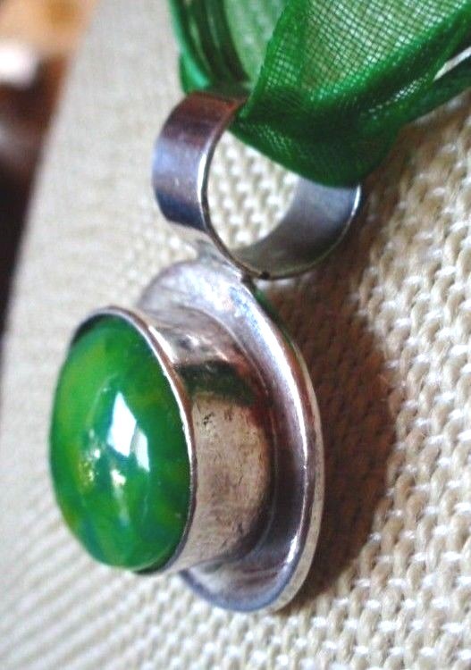 BEAUTIFUL STERLING SILVER AND MULTI COLOR GLASS PENDANT