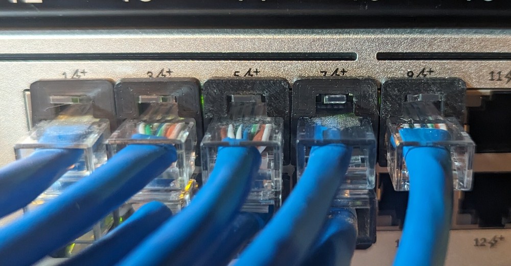 Network Switch Link Light Covers, 24W+24N RJ45, 4 SFP, Black, 3D Printed