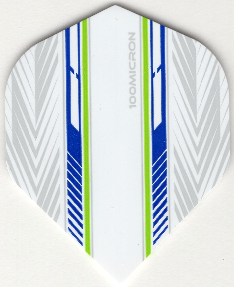 MACH 5 - BLUE, WHITE & GREEN Dart Flights: 3 per set