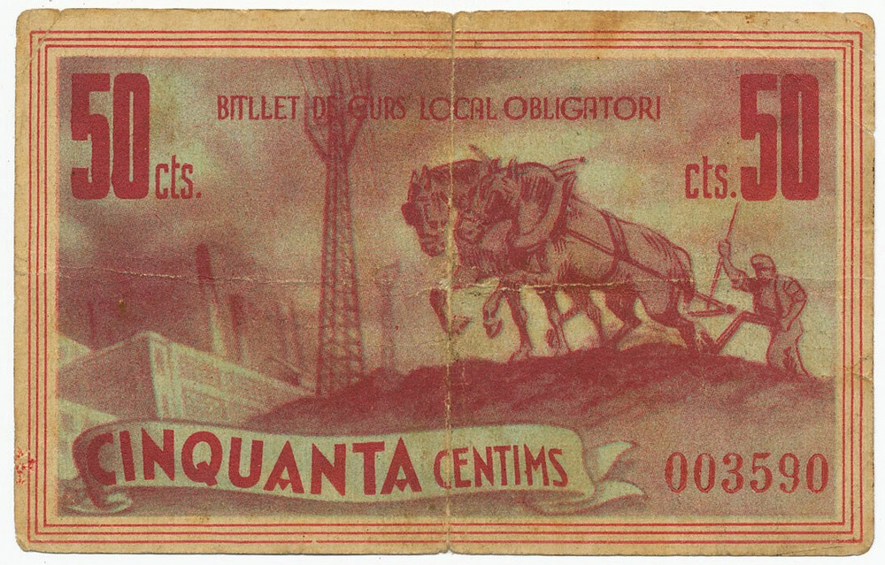 SPAIN, ESPAÑA - 50 Centims (POBLA DE SEGUR) (S124)
