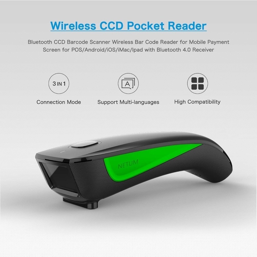 Netum Pocket Barcode Reader C740 Bluetooth Wireless Scanner New