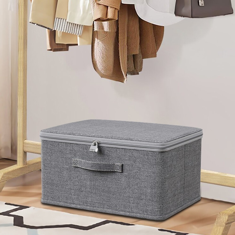 Storage Box With Lock Fabric Storage Lockable Organizer Box For Clothes