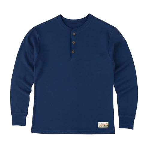 Mens Double Reed Henley Large Navy Blue