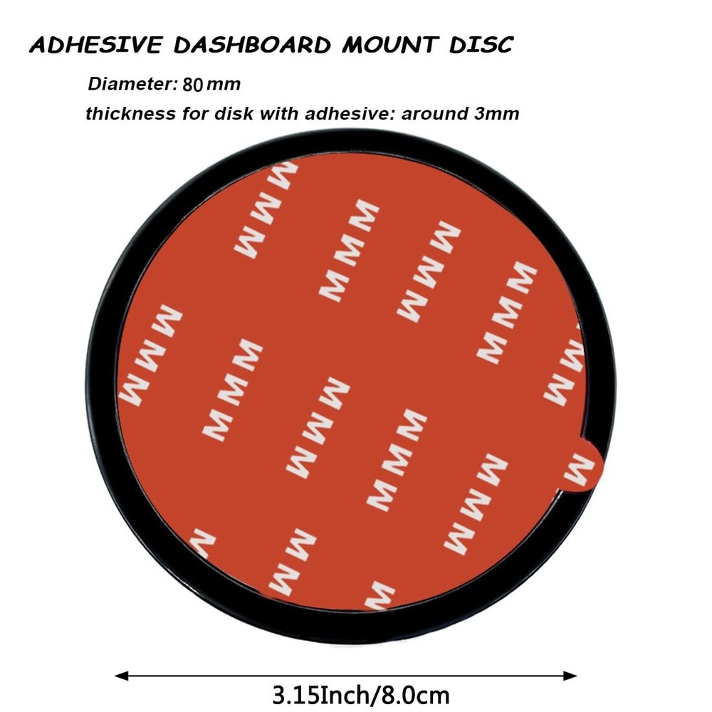 4 Pack 95mm Black Adhesive Dashboard Pad Mounting Disk, Mounting Disk for Suc...