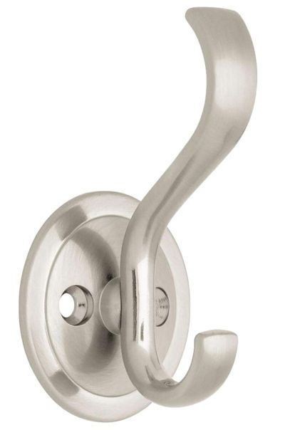 Coat and Hat Hook with Round Base - Satin Nickel