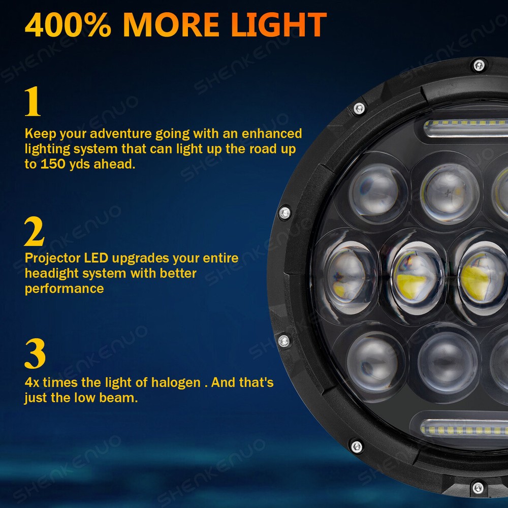 For Buell Blast X1 Motorcycle 7" LED Headlight Projector Daytime Running Light