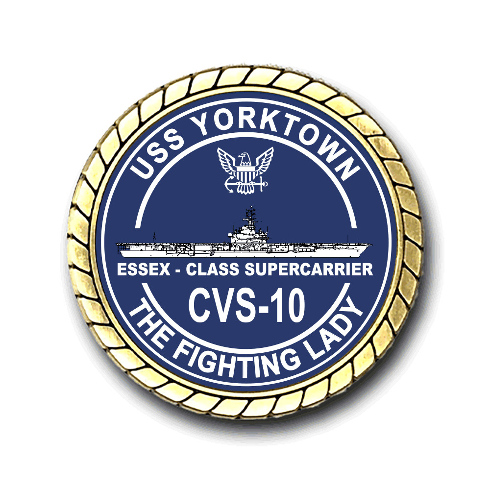 USS Yorktown CVS-10 Cold War Service Silhouette Challenge Coin