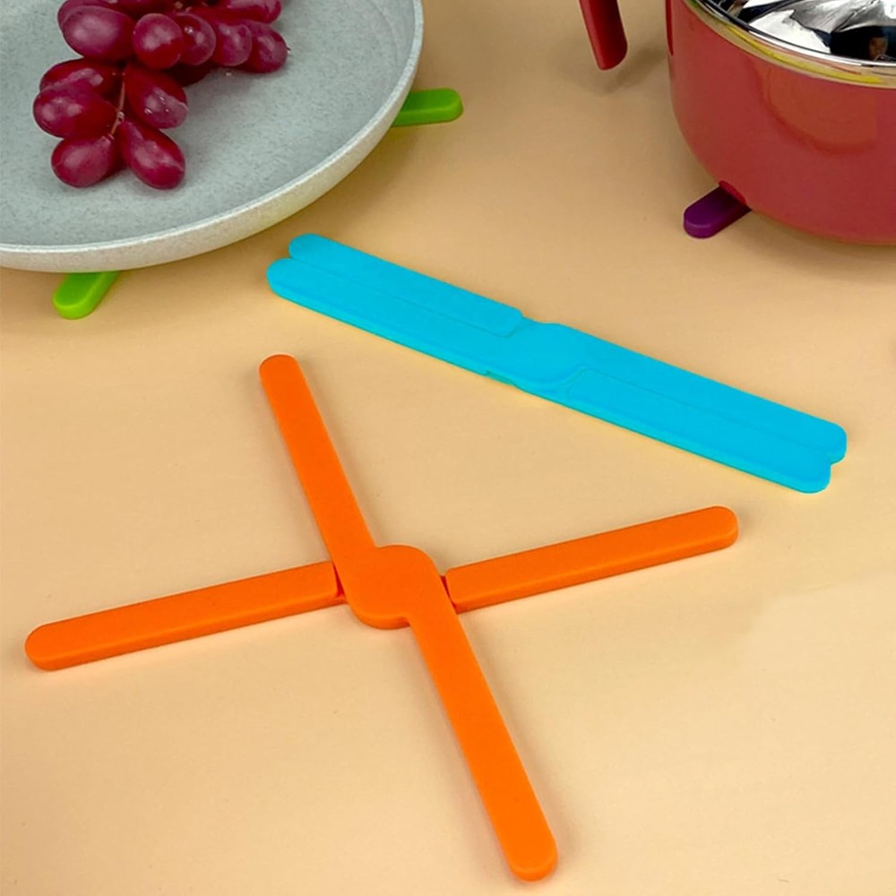 8 Pack Foldable Eco-Friendly X-Shaped Silicone Hot Dish Trivets