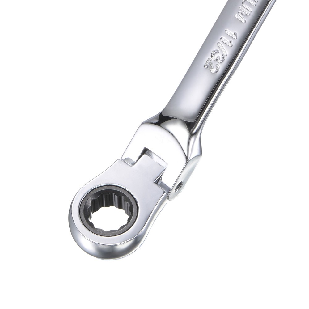 11/32" Flex-Head Ratcheting Combination Wrench SAE 72 Teeth 12 Points