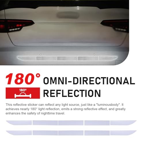 Car Trunk Reflective Stickers, Scratch-Resistant Night Visibility 2 PCS White