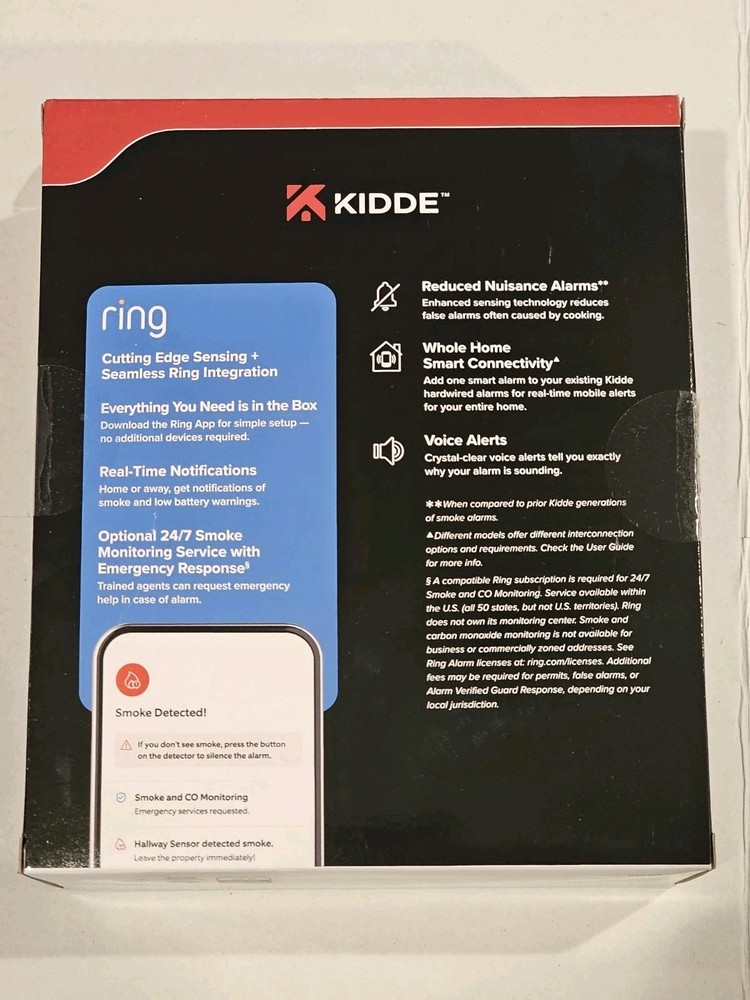 KIDDE Ring-Enabled Smart Smoke Detector, Wired, RGSAR-RW