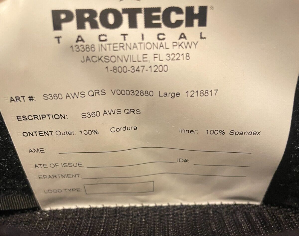 PROTECH Tactical Armor Plate Rack Carrier SHIFT 360 AWS QRS Large Black Webless
