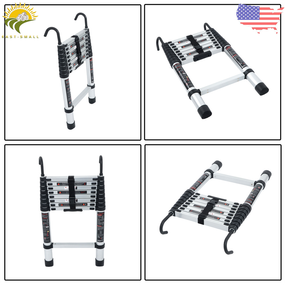 8.5 FT Multi Purpose Telescoping Ladder Folding Extension Step Ladder with Hooks