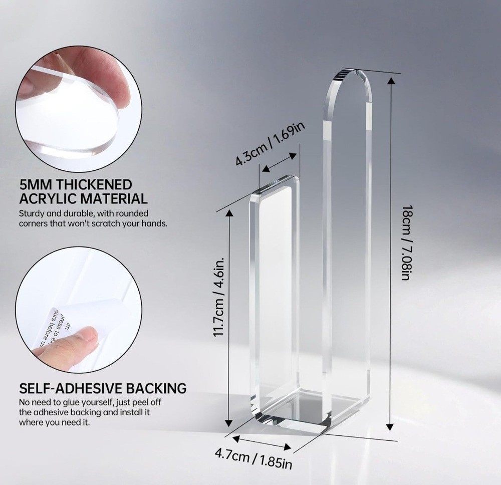 Acrylic Clear Hat Organizer 2 pack, Hat Rack, Adhesive - No Drilling , Multi Use