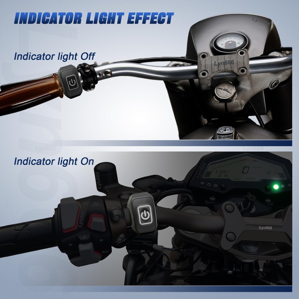 Motorcycle Handlebar Switch 7/8 Inch ATV Light Switch 12 V Waterproof Push