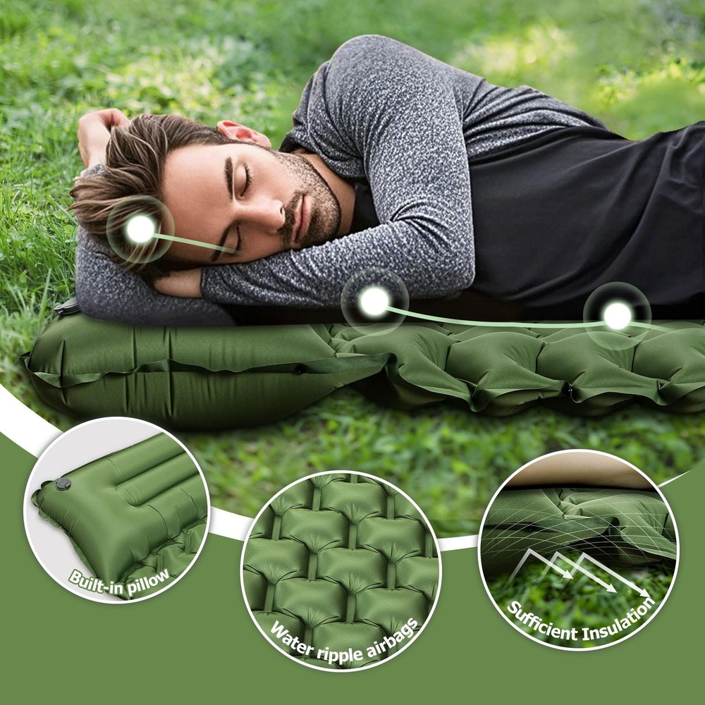 Sleeping Pad, Extra Thick & Ultralight Inflatable Sleeping Pad with Pillow, 3...