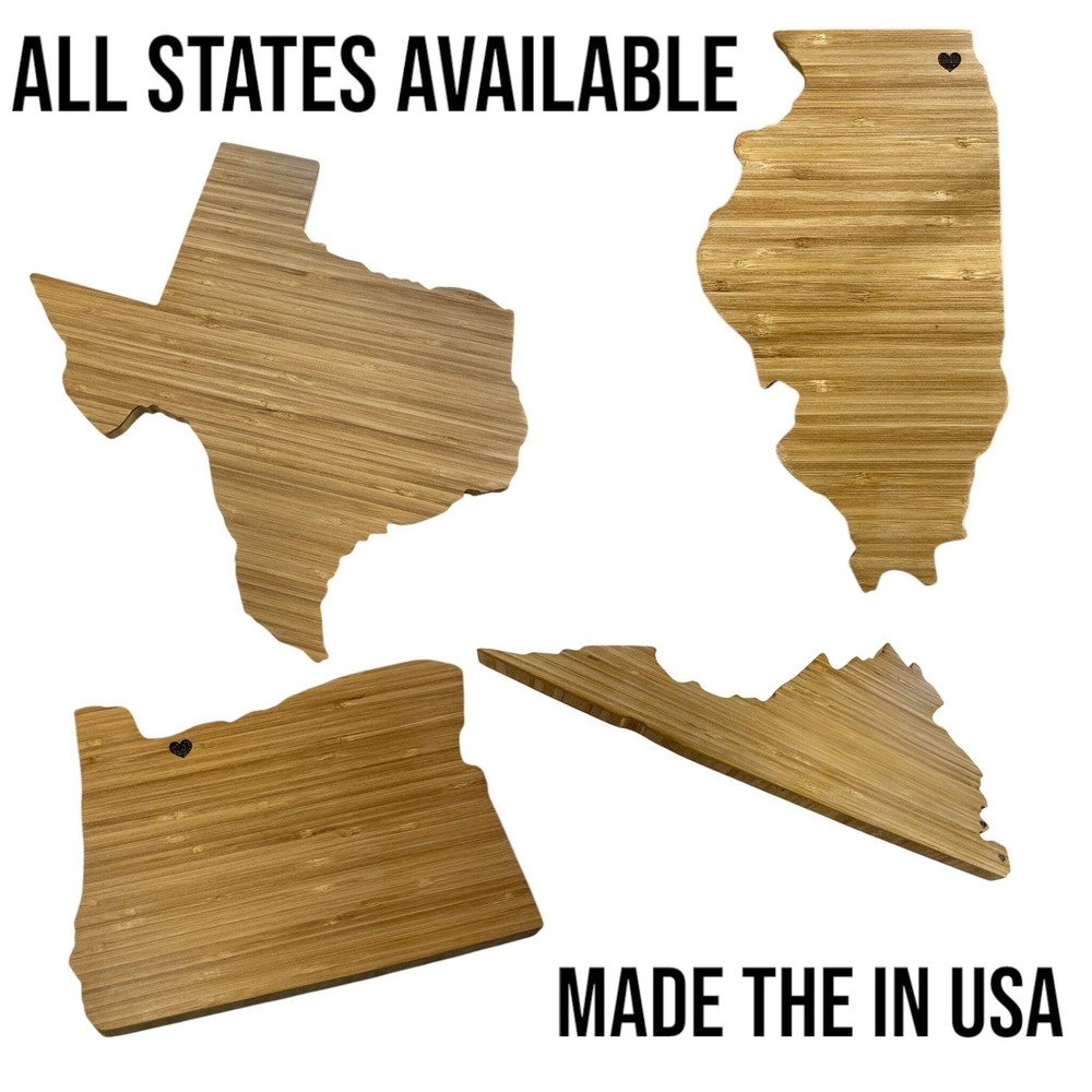 State-Shaped Bamboo Cutting Board – Personalized & Handcrafted - All 50 States A